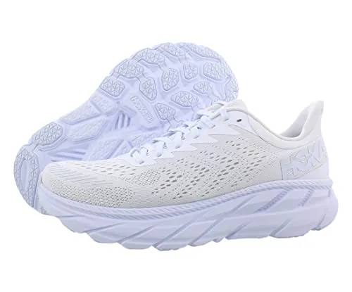 1110508 HOKA MEN'S CLIFTON 7 ALL WHITE SIZE 11 WIDE - Like New