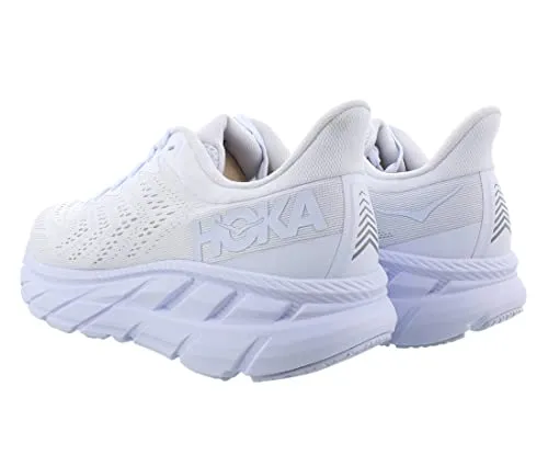 1110508 HOKA MEN'S CLIFTON 7 ALL WHITE SIZE 11 WIDE - Like New