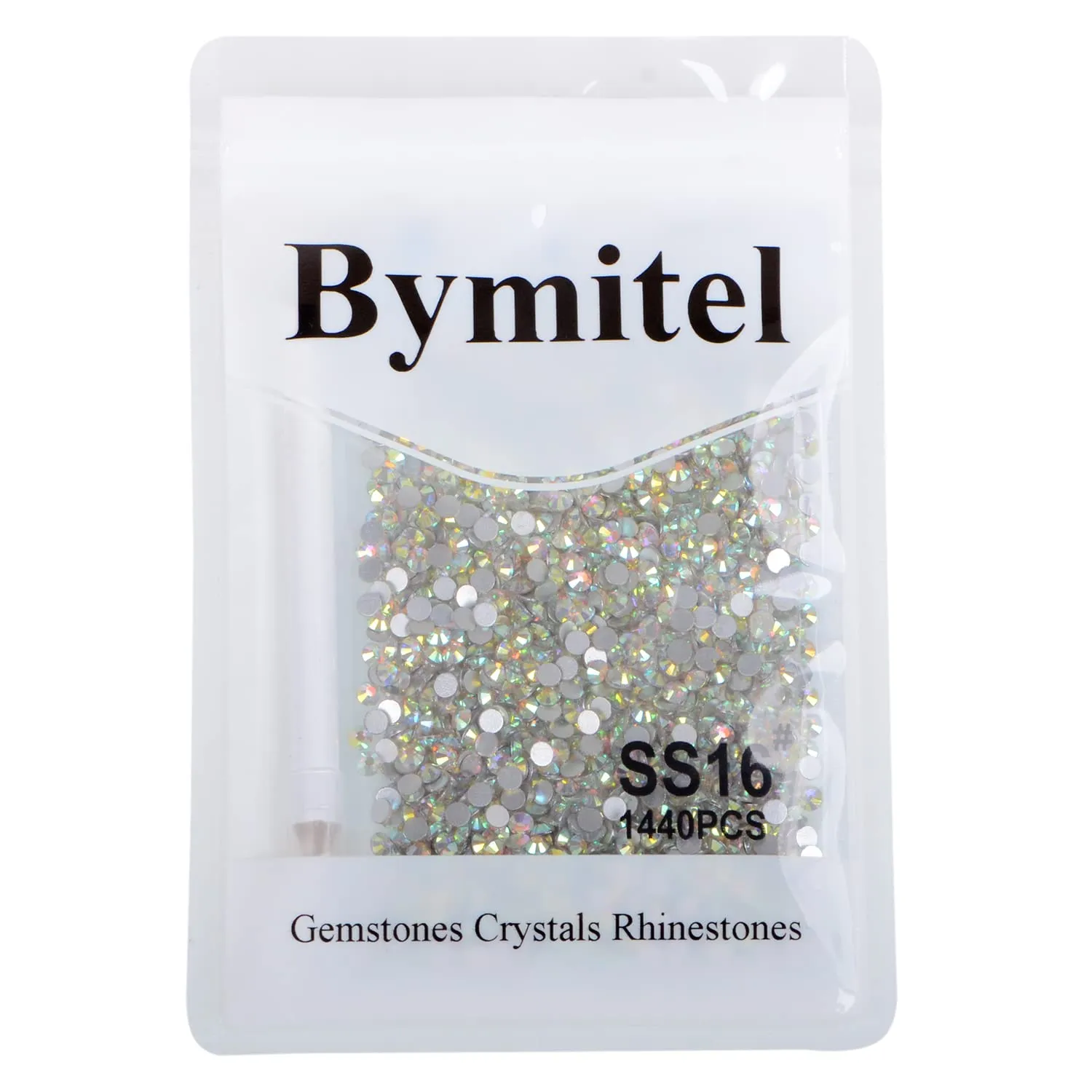 1440PCS Art Nail Rhinestones non Hotfix Glue Fix Round Crystals Glass Flatback for DIY Jewelry Making with one Picking Pen (ss16 1440pcs, Crystal AB)