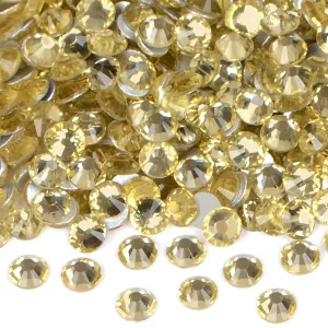 1440PCS Art Nail Rhinestones non Hotfix Glue Fix Round Crystals Glass Flatback for DIY Jewelry Making with one Picking Pen (ss16 1440pcs, Jonquil)
