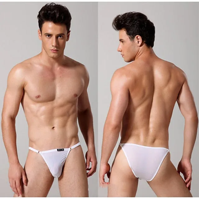 3 Pack Men's Nylon Briefs in Neutral and Black Colors