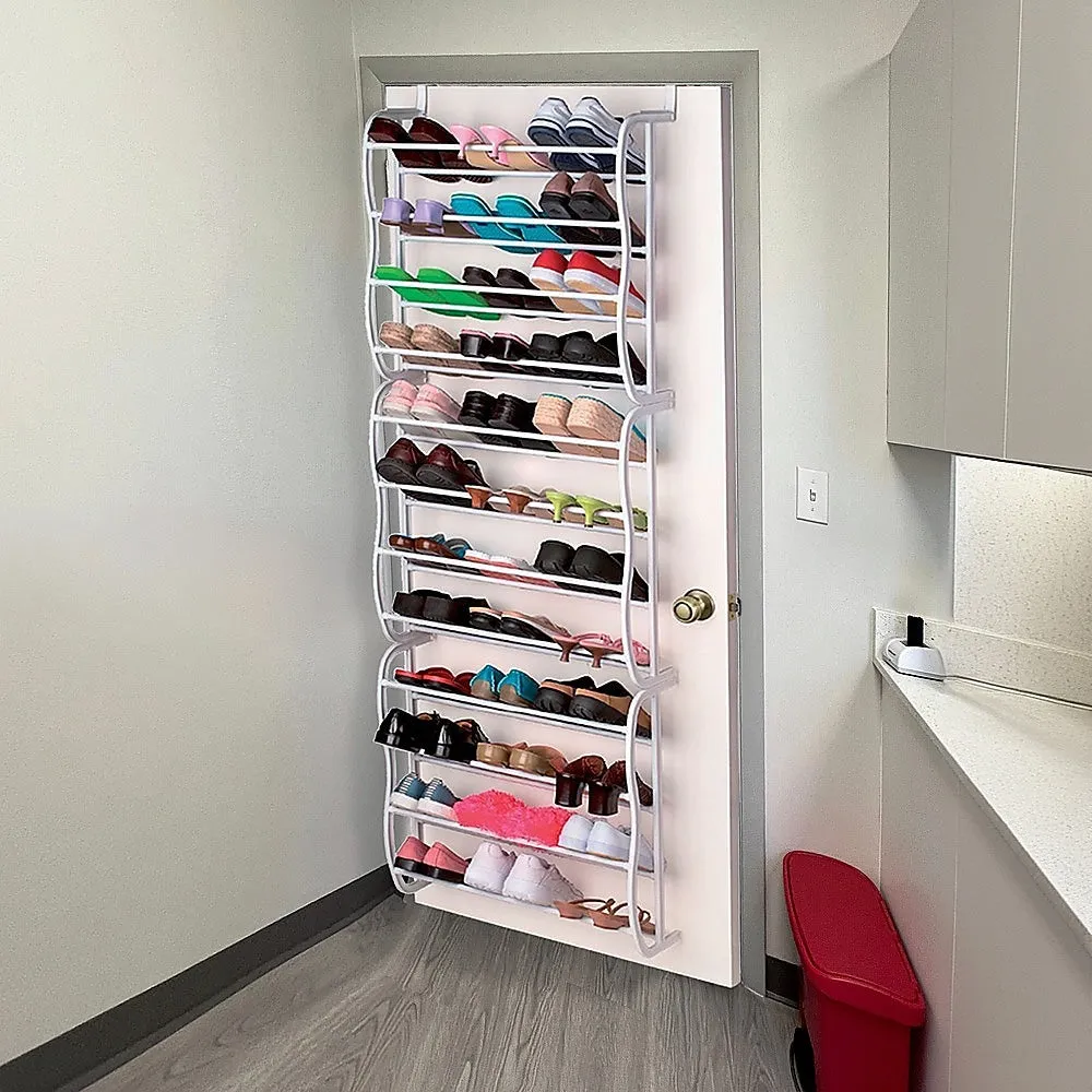 36 Pair Shoe Holder Organiser | Over The Door Hanging Shelf Rack | Storage Hook