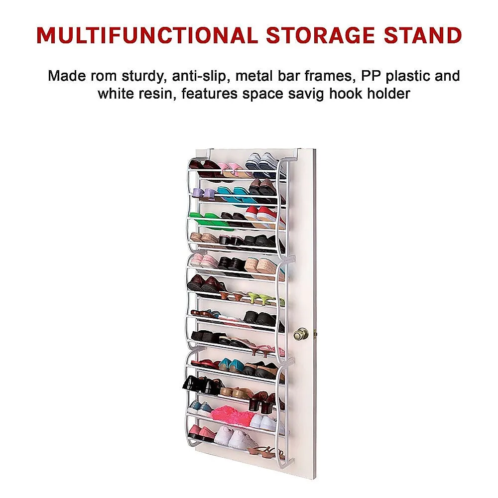 36 Pair Shoe Holder Organiser | Over The Door Hanging Shelf Rack | Storage Hook