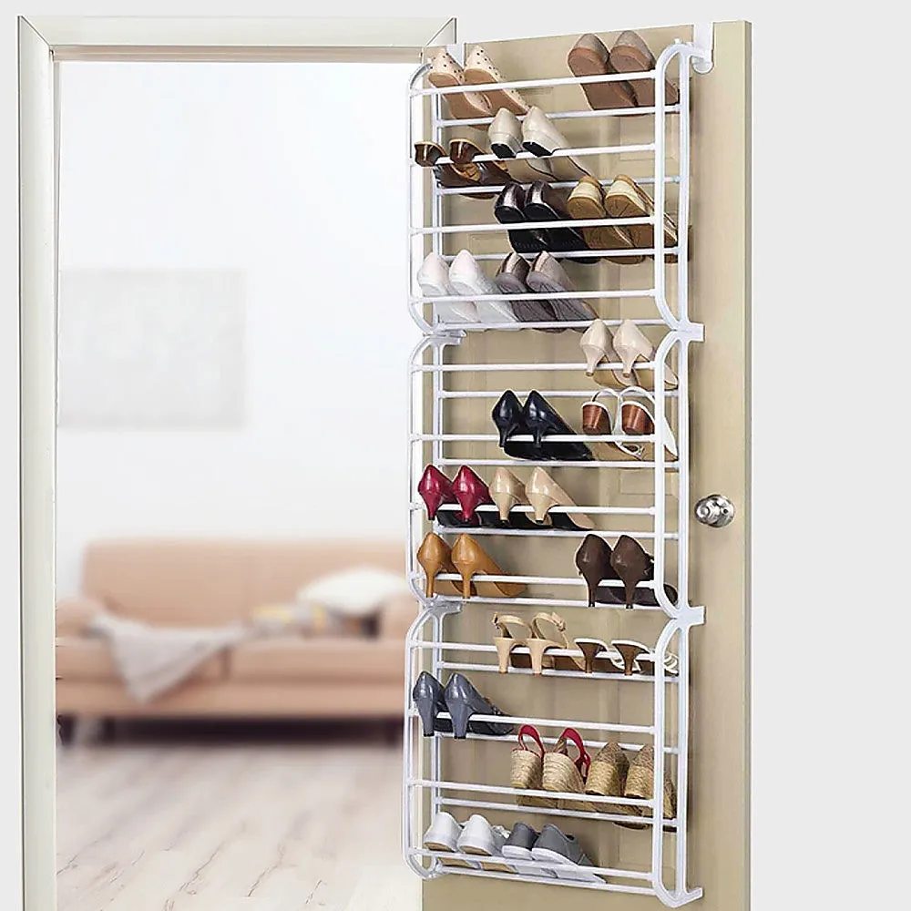 36 Pair Shoe Holder Organiser | Over The Door Hanging Shelf Rack | Storage Hook