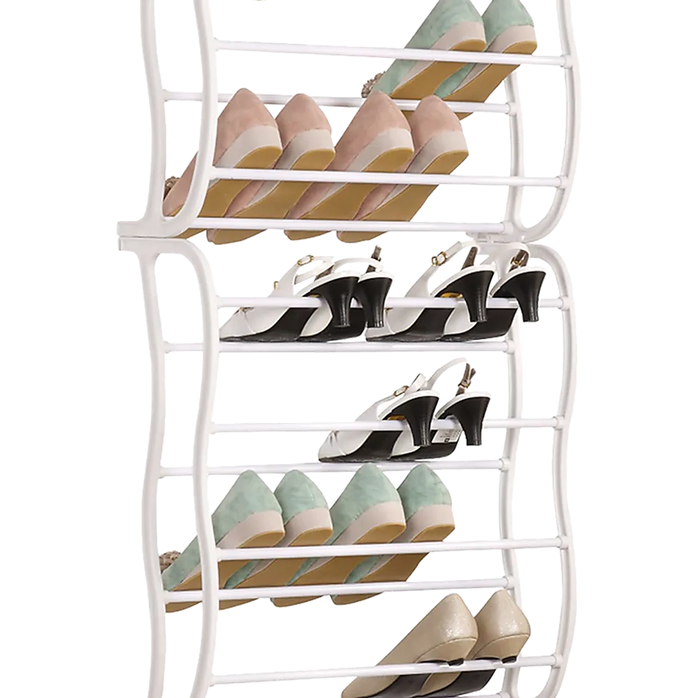 36 Pair Shoe Holder Organiser | Over The Door Hanging Shelf Rack | Storage Hook