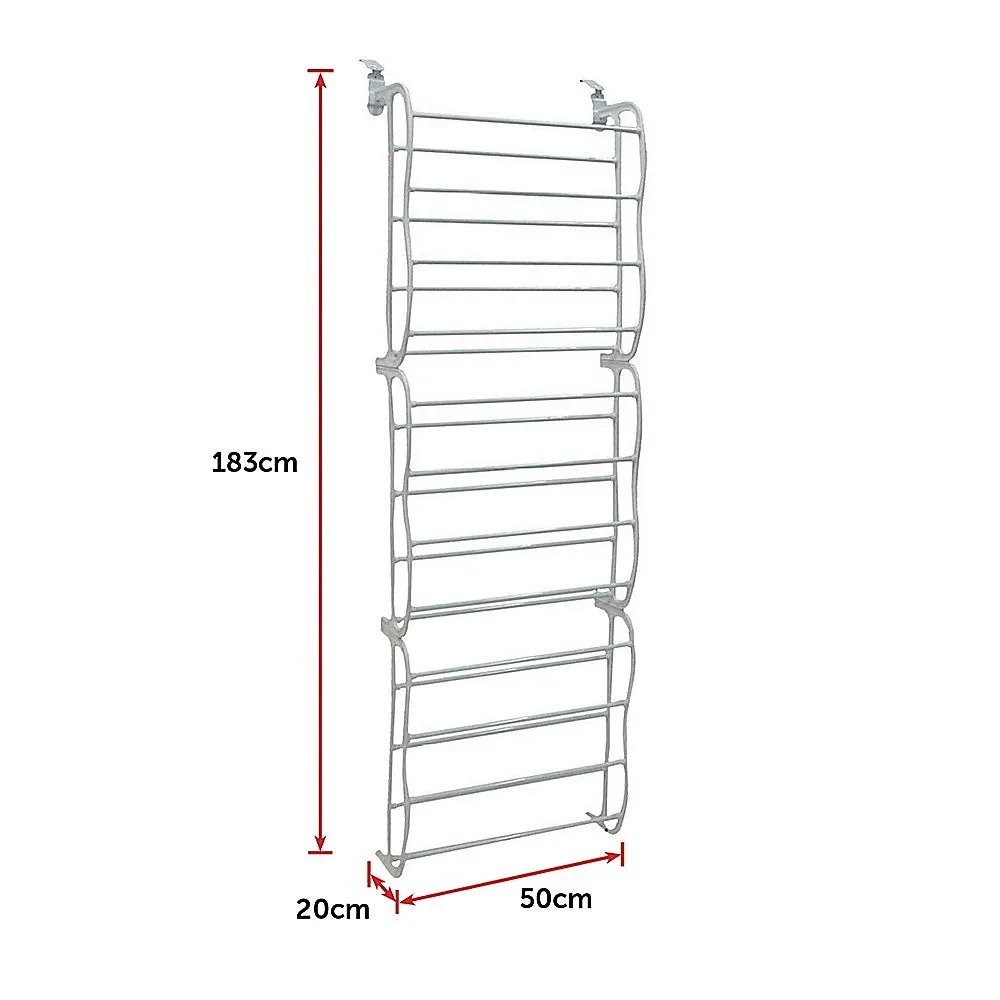 36 Pair Shoe Holder Organiser | Over The Door Hanging Shelf Rack | Storage Hook