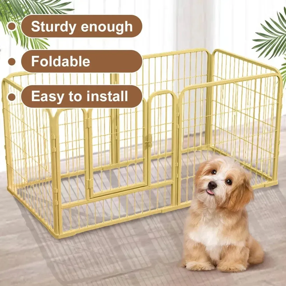 6 Panels Heavy Duty Dog Puppy Playpen Foldable Exercise Puppy Kennel Cage Metal Barrier Playpen for Dog Cat Rabbit Pet Exercise