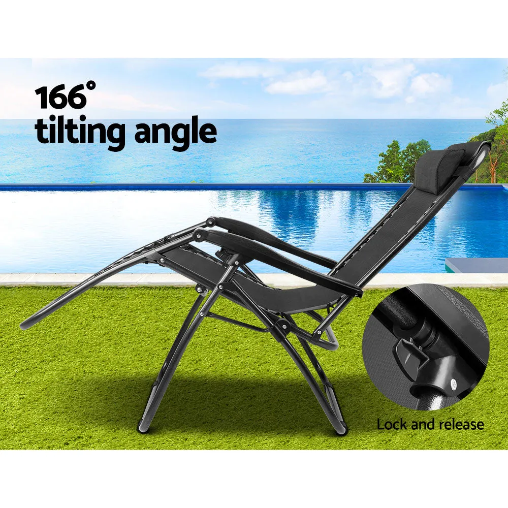 Adjustable Folding Zero Gravity Lounge Chair, Black - Gardeon