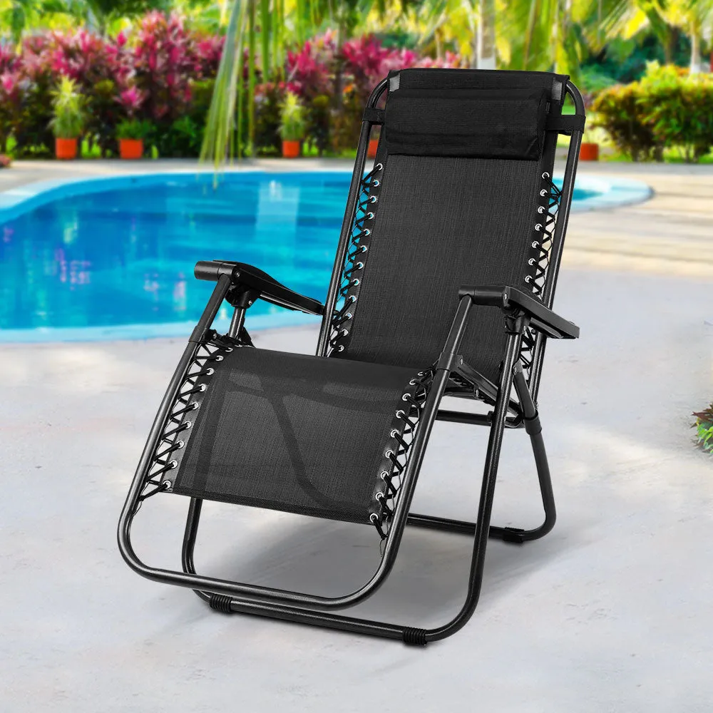 Adjustable Folding Zero Gravity Lounge Chair, Black - Gardeon
