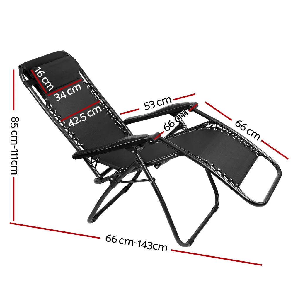 Adjustable Folding Zero Gravity Lounge Chair, Black - Gardeon