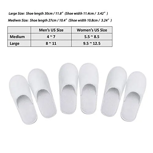 AhfuLife Spa Slippers 10 Pairs of Hotel Slippers, 2 Sizes Disposable Slippers Closed-Toe Slippers, Guest Slippers, Non-slip Slippers for Guest, House Slippers Unisex, Bedroom, Party, Travel