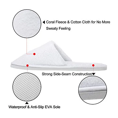 AhfuLife Spa Slippers 10 Pairs of Hotel Slippers, 2 Sizes Disposable Slippers Closed-Toe Slippers, Guest Slippers, Non-slip Slippers for Guest, House Slippers Unisex, Bedroom, Party, Travel