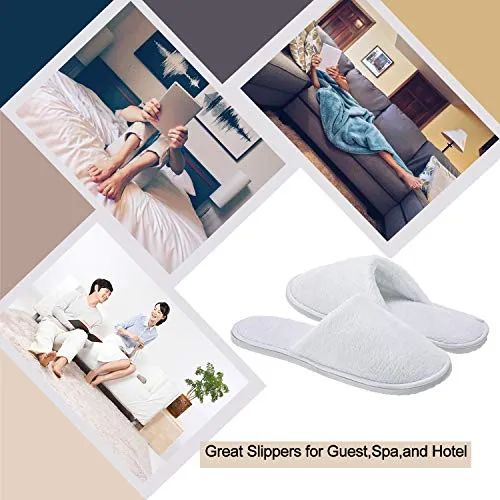AhfuLife Spa Slippers 10 Pairs of Hotel Slippers, 2 Sizes Disposable Slippers Closed-Toe Slippers, Guest Slippers, Non-slip Slippers for Guest, House Slippers Unisex, Bedroom, Party, Travel