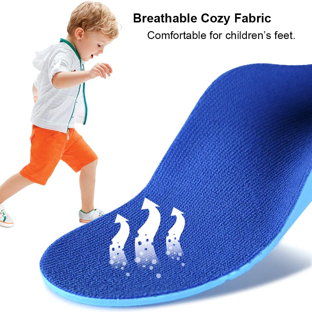 Ailaka Kids Orthotic Cushioning Arch Support Shoe Insoles, Children Pu Foam Inserts for Flat feet, Plantar Fasciitis, Feet Heel Pain Relief, Blue, Kids UK 5.5-7 / EU 22-24 / CN 19-22 5.5/7 UK Child