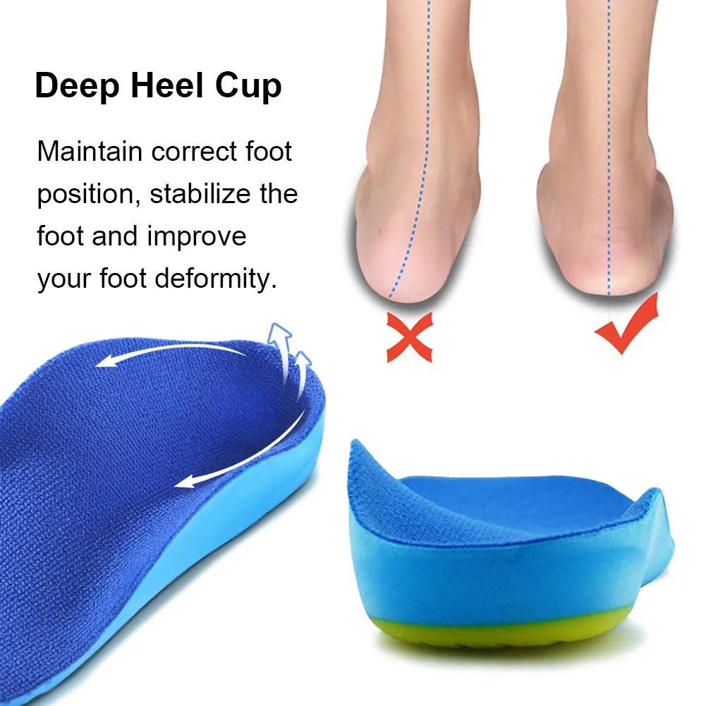 Ailaka Kids Orthotic Cushioning Arch Support Shoe Insoles, Children Pu Foam Inserts for Flat feet, Plantar Fasciitis, Feet Heel Pain Relief, Blue, Kids UK 5.5-7 / EU 22-24 / CN 19-22 5.5/7 UK Child