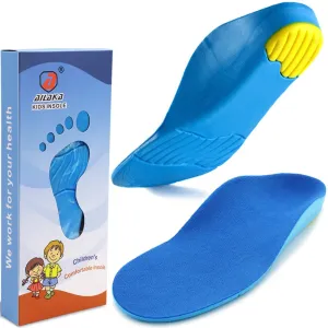 Ailaka Kids Orthotic Cushioning Arch Support Shoe Insoles, Children Pu Foam Inserts for Flat feet, Plantar Fasciitis, Feet Heel Pain Relief, Blue, Kids UK 5.5-7 / EU 22-24 / CN 19-22 5.5/7 UK Child