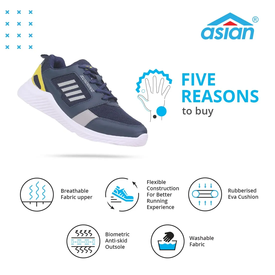 ASIAN Wonder-13 Pro Running, Walking, Gym Lightweight Eva Sole with Extra Jump Sneaker Shoes for Men & Boys 11 UK