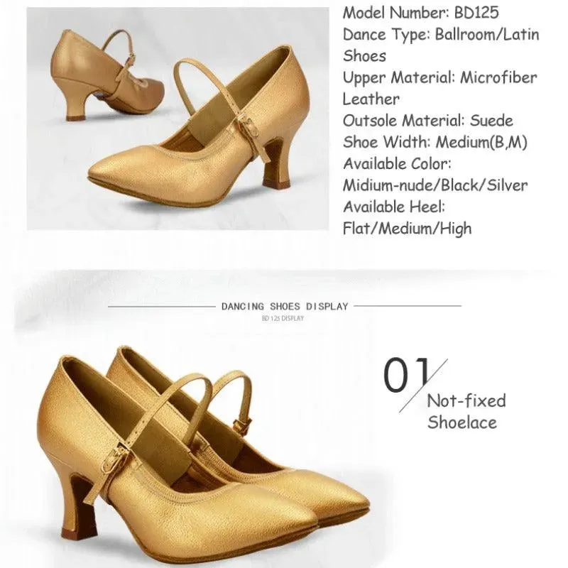 Ballroom Dance Shoes for Women, Salsa Dance Sneakers & Dancing Latin Shoes with Soft Microfiber Leather Sole