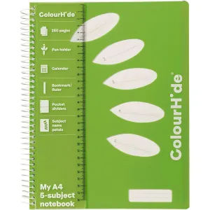 Colourhide 5-Subject Notebook 250 Page A4 Green