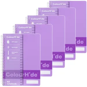 Colourhide Notebook 200 Page A5 Purple Lilac 5 Pack