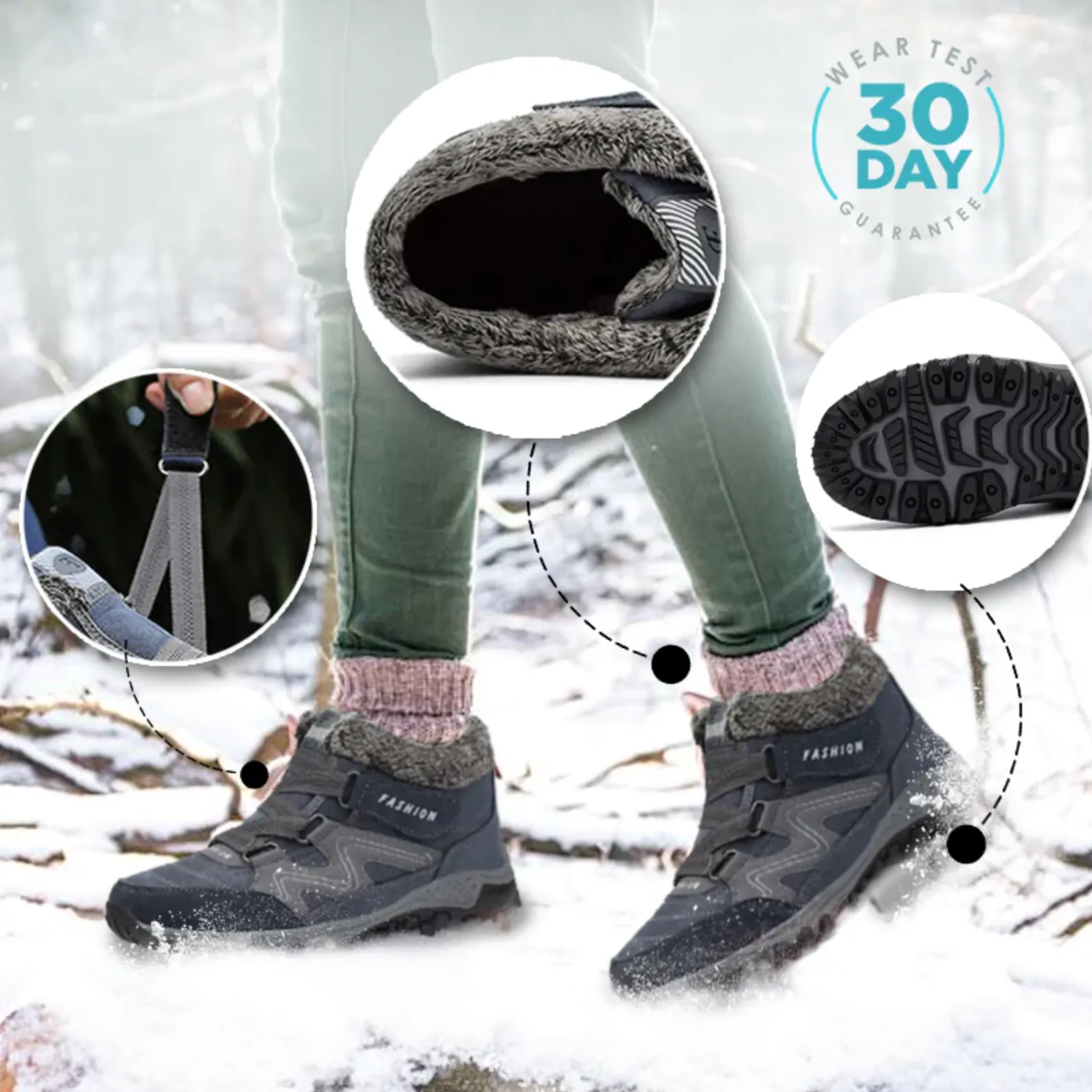 Comelyy Snowy Villia Leather Ankle Boots