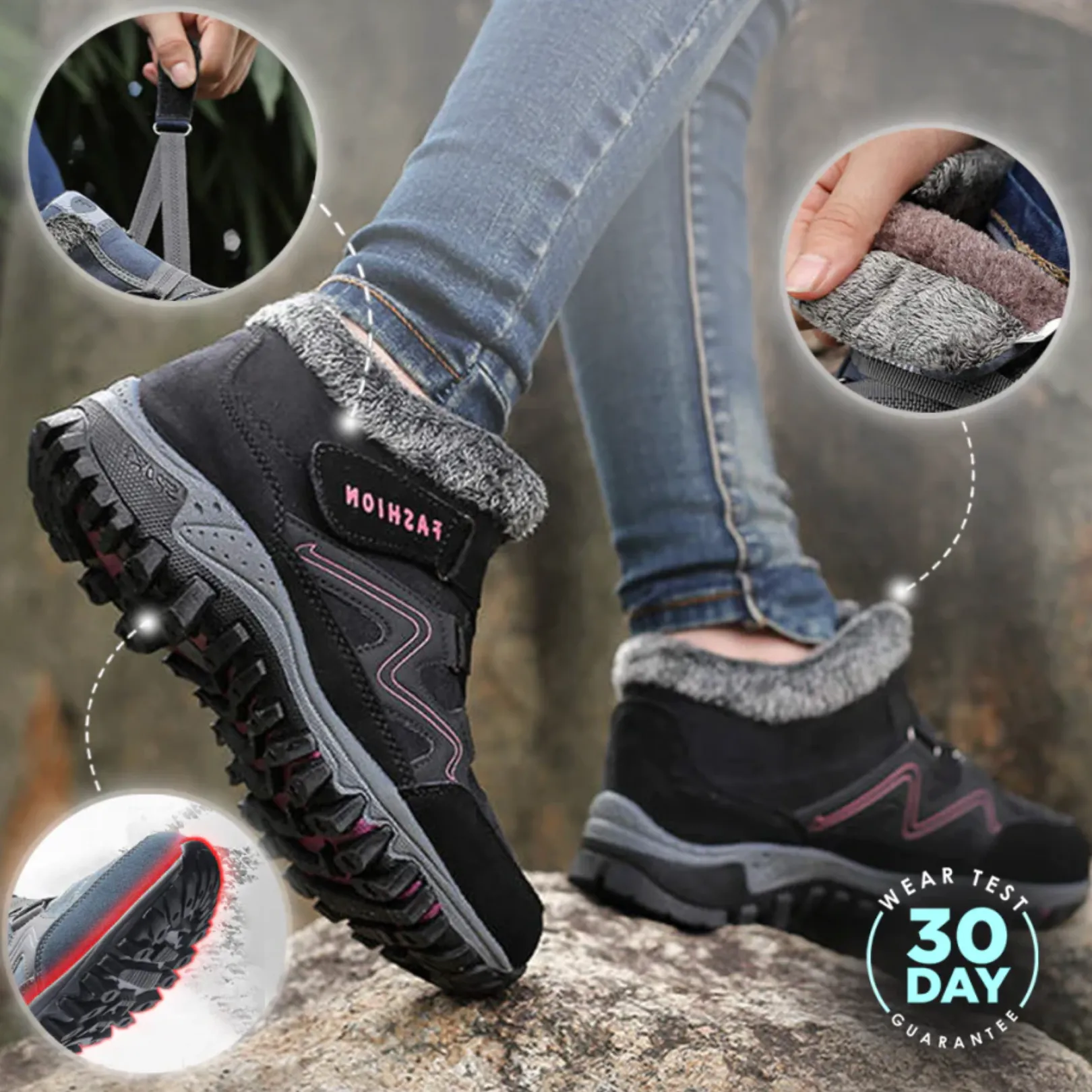 Comelyy Snowy Villia Leather Ankle Boots
