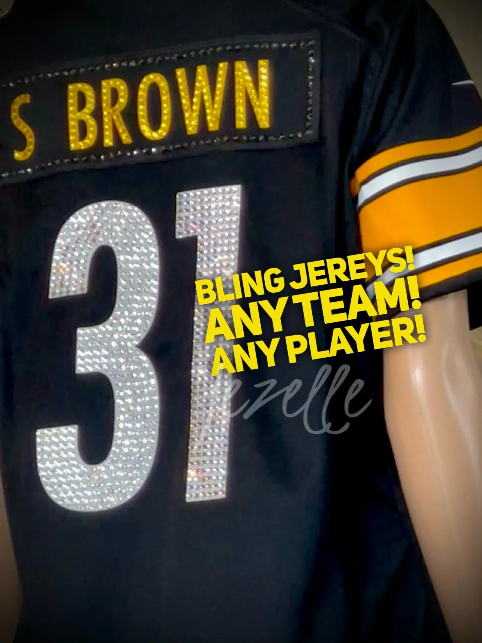 Custom Crystal Sports Jerseys DEPOSIT.  Rhinestone Bling Jerseys (Pics are examples) *Please Read Full Description -Any Team, Sport