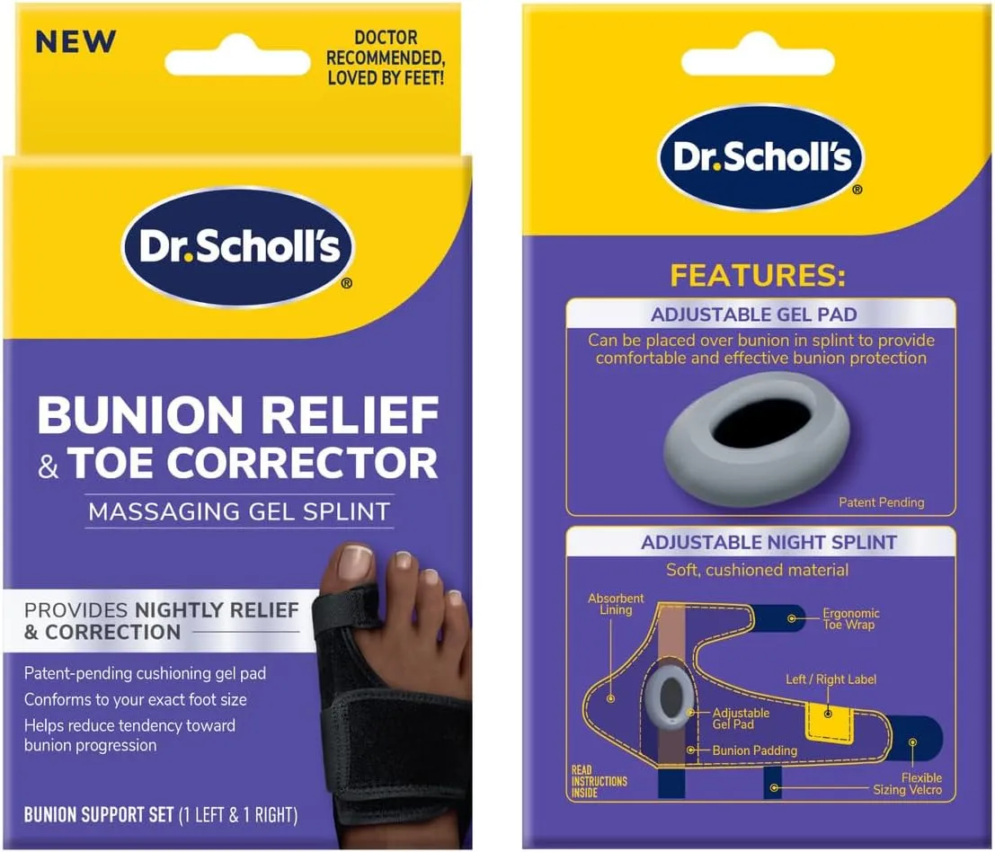Dr. Scholl's Bunion Relief & Toe Corrector, 1 support set (1 left, 1 right)