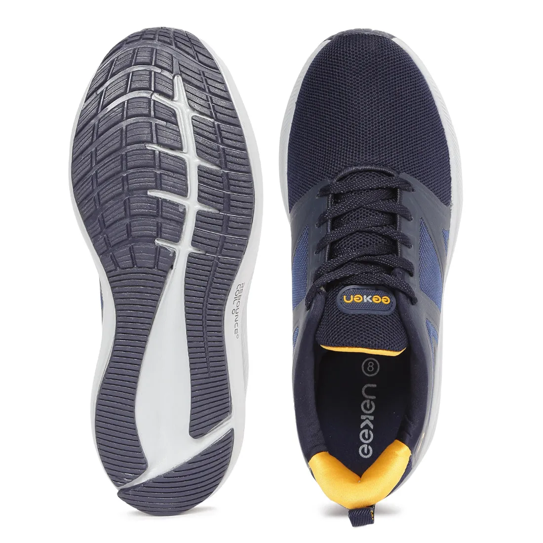 Eeken ESHGIA124 Navy Blue And Mustard Yellow Athleisure Shoes For Men