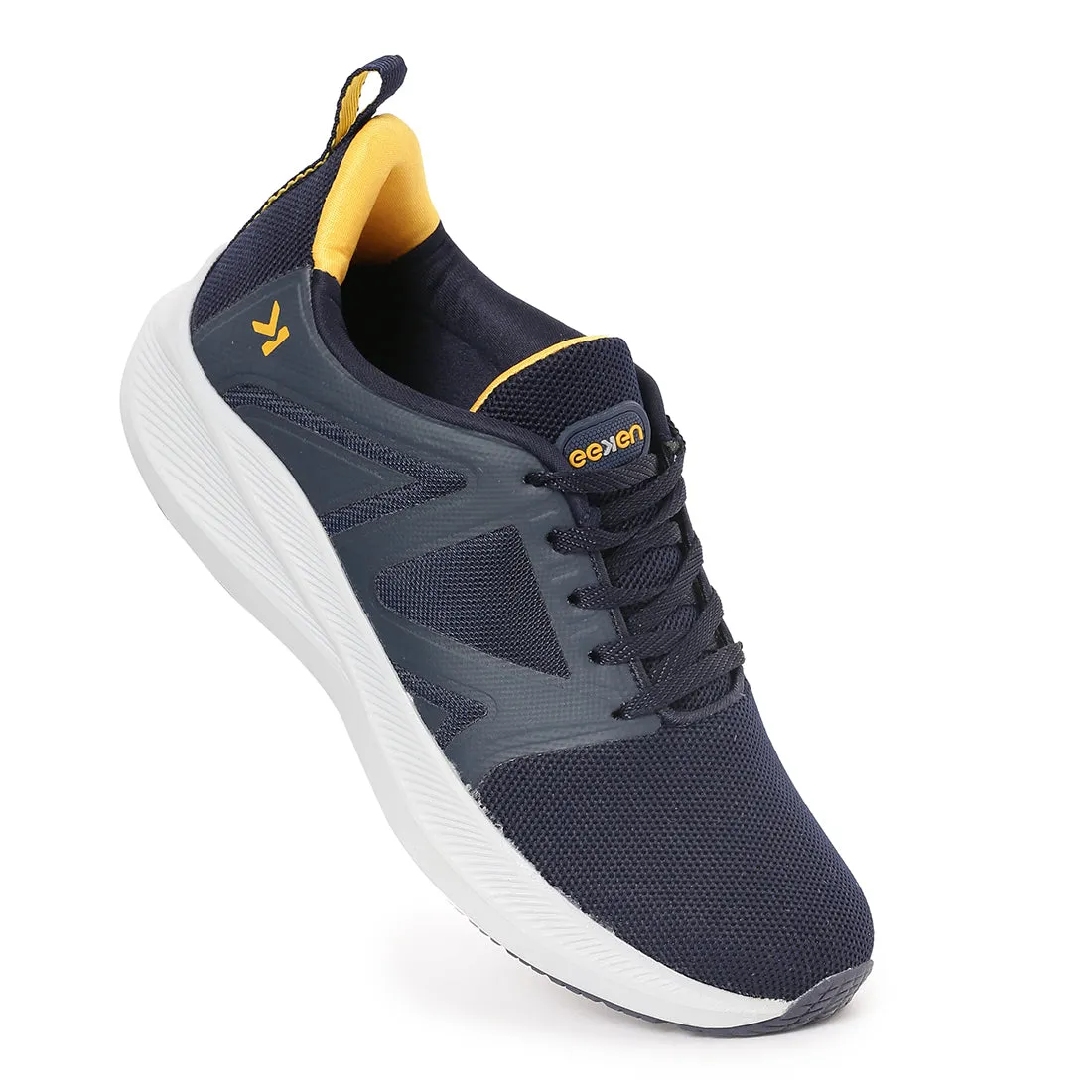 Eeken ESHGIA124 Navy Blue And Mustard Yellow Athleisure Shoes For Men