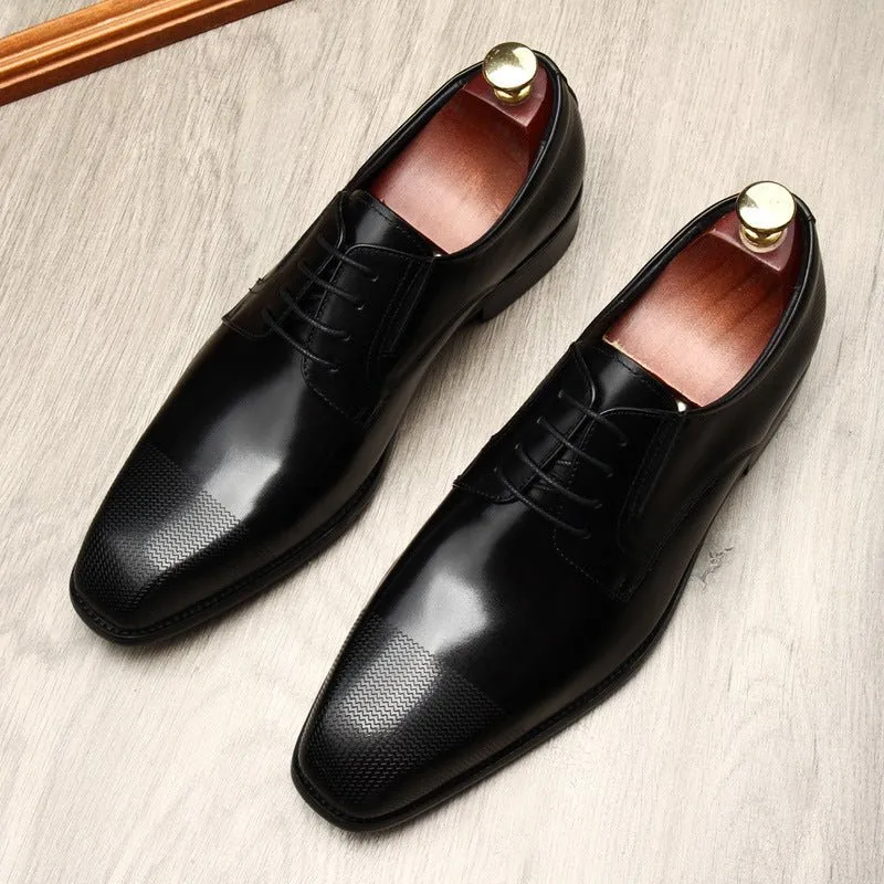 Fashion Cowhide Small Square Toe Men's Leather Shoes