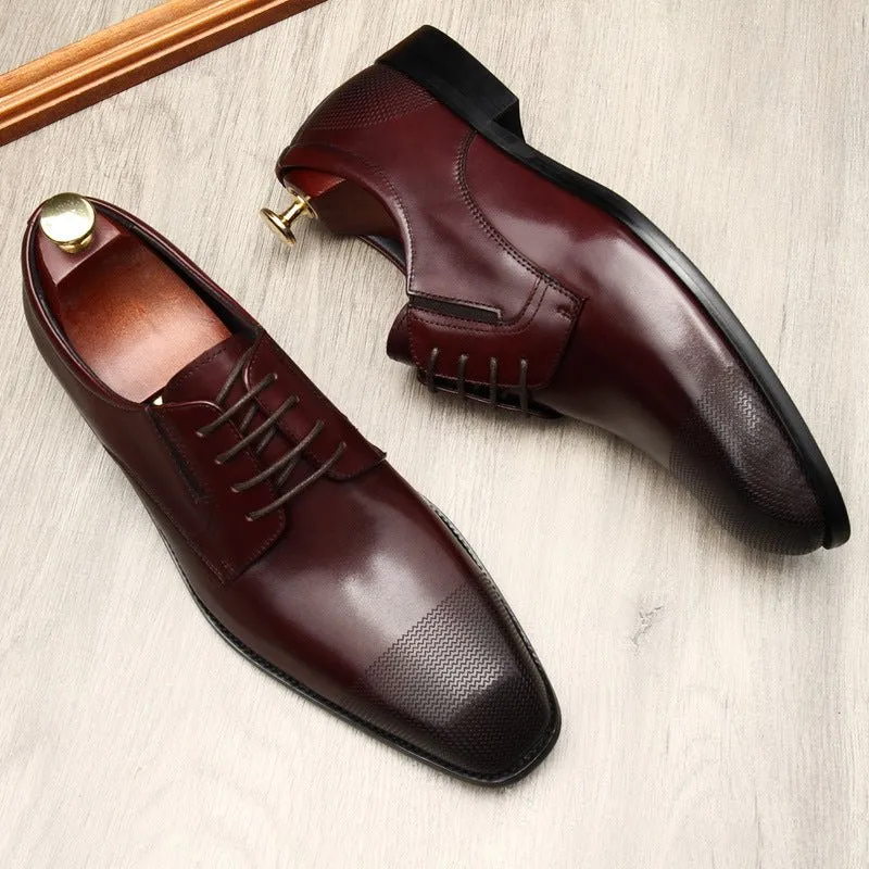 Fashion Cowhide Small Square Toe Men's Leather Shoes