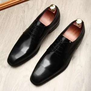 Fashion Cowhide Small Square Toe Men's Leather Shoes