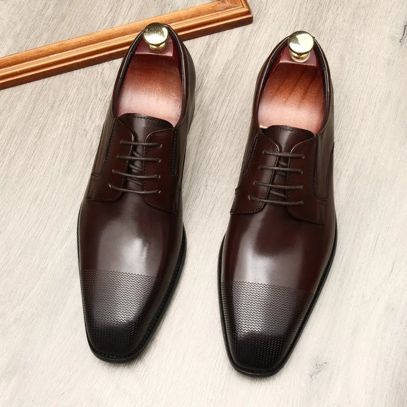 Fashion Cowhide Small Square Toe Men's Leather Shoes