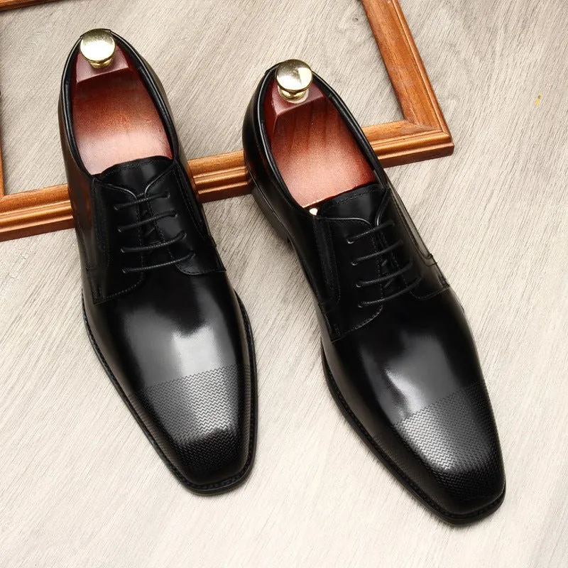 Fashion Cowhide Small Square Toe Men's Leather Shoes