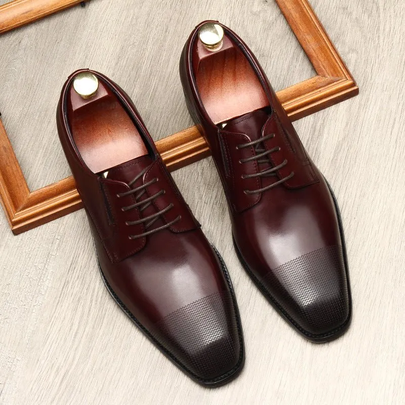 Fashion Cowhide Small Square Toe Men's Leather Shoes