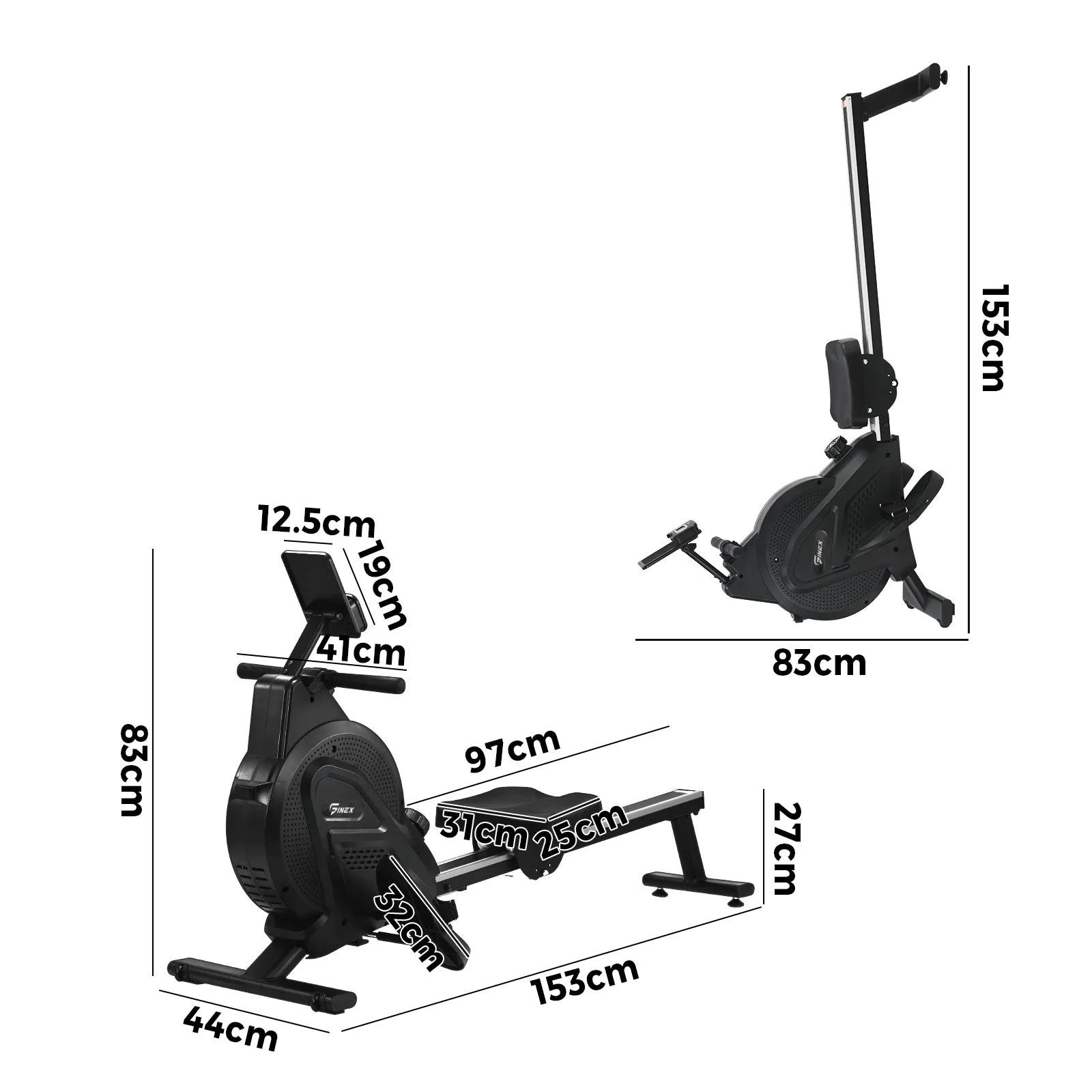 Finex Rowing Machine Rower Magnetic Resistance Cardio Equitment Exercise Fitness