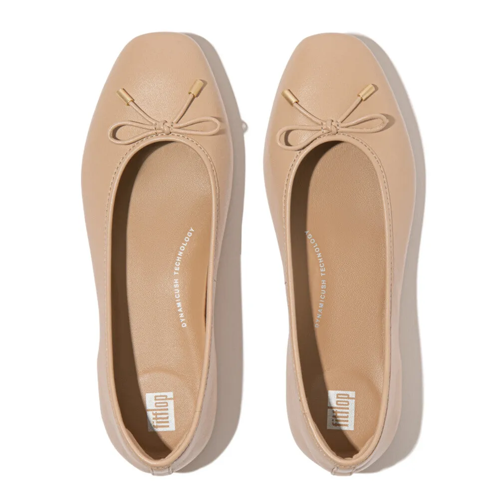 Fitflop Delicato Bow Soft Leather Ballet Flats Classic Beige