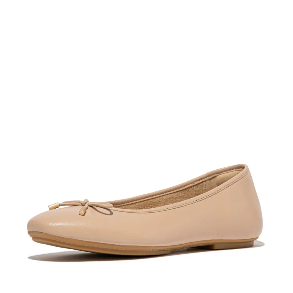 Fitflop Delicato Bow Soft Leather Ballet Flats Classic Beige