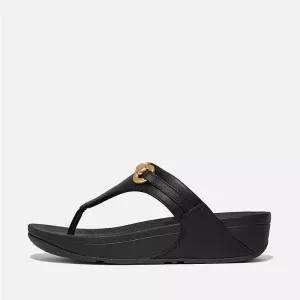 Fitflop Women Lulu Chunky-Snaffle Leather Toe-Post Sandals |HY7-001| Black Fitflop Women Lulu Chunky-Snaffle Leather Toe-Post Sandals |HY7-001| Black