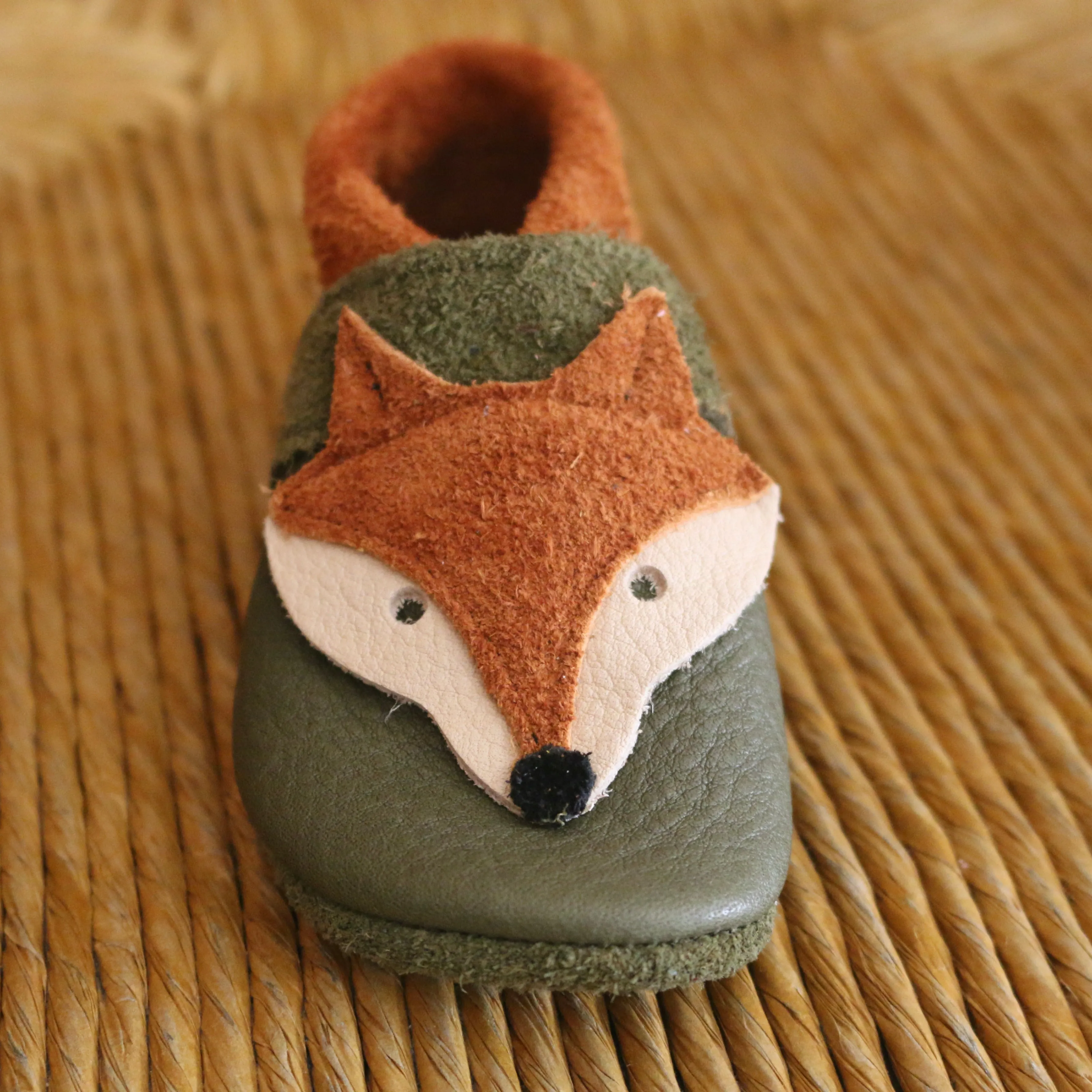 Foxy Leather Slippers - Khaki/Walnut - 18-25