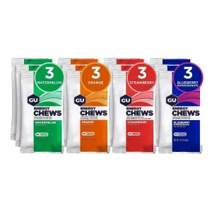 GU Energy Chews, Gummies with Electrolytes, Vegan, Gluten-Free, Kosher, and Dairy-Free On-The-Go Energy for Any Workout, 12 Bags (24 Servings Total)