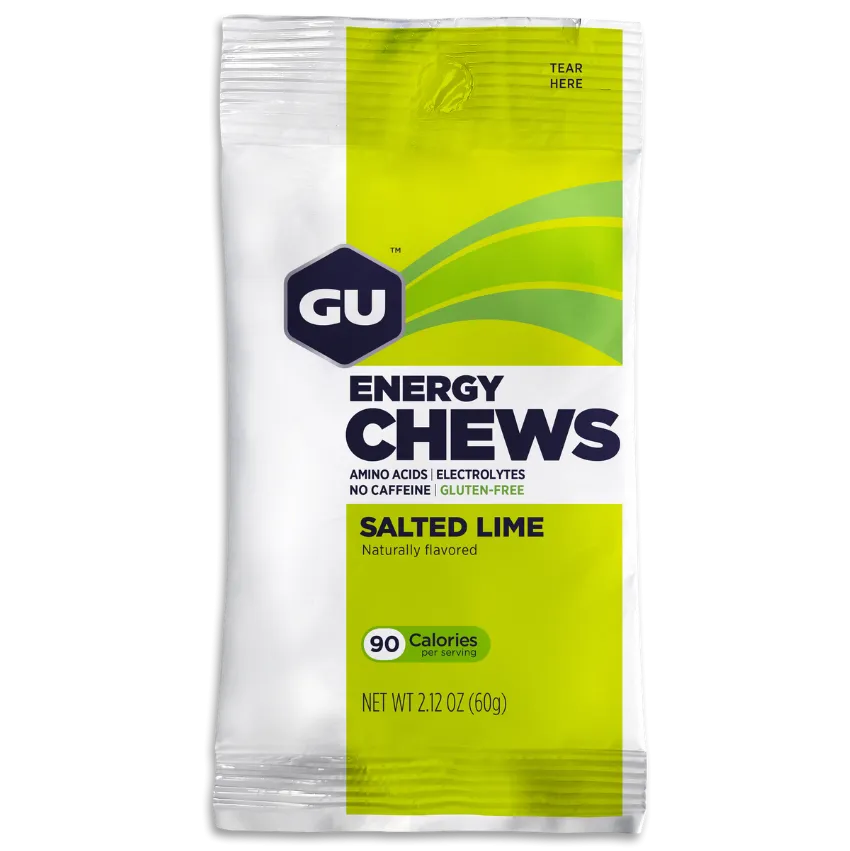 GU Energy Chews, Gummies with Electrolytes, Vegan, Gluten-Free, Kosher, and Dairy-Free On-The-Go Energy for Any Workout, 12 Bags (24 Servings Total)