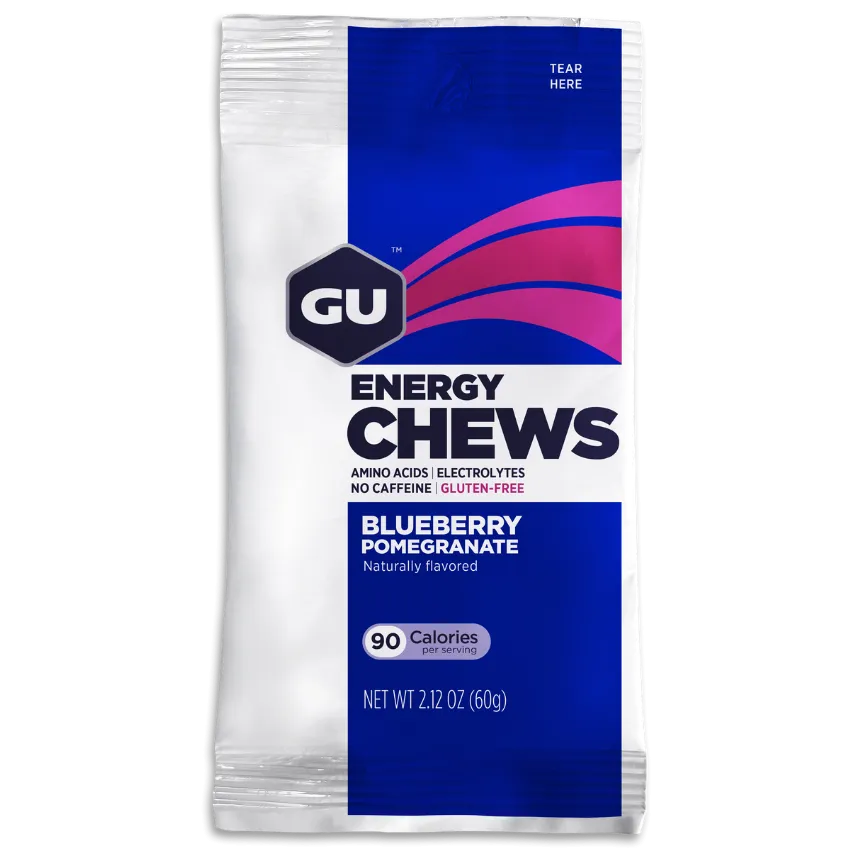 GU Energy Chews, Gummies with Electrolytes, Vegan, Gluten-Free, Kosher, and Dairy-Free On-The-Go Energy for Any Workout, 12 Bags (24 Servings Total)