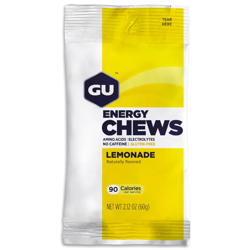 GU Energy Chews, Gummies with Electrolytes, Vegan, Gluten-Free, Kosher, and Dairy-Free On-The-Go Energy for Any Workout, 12 Bags (24 Servings Total)