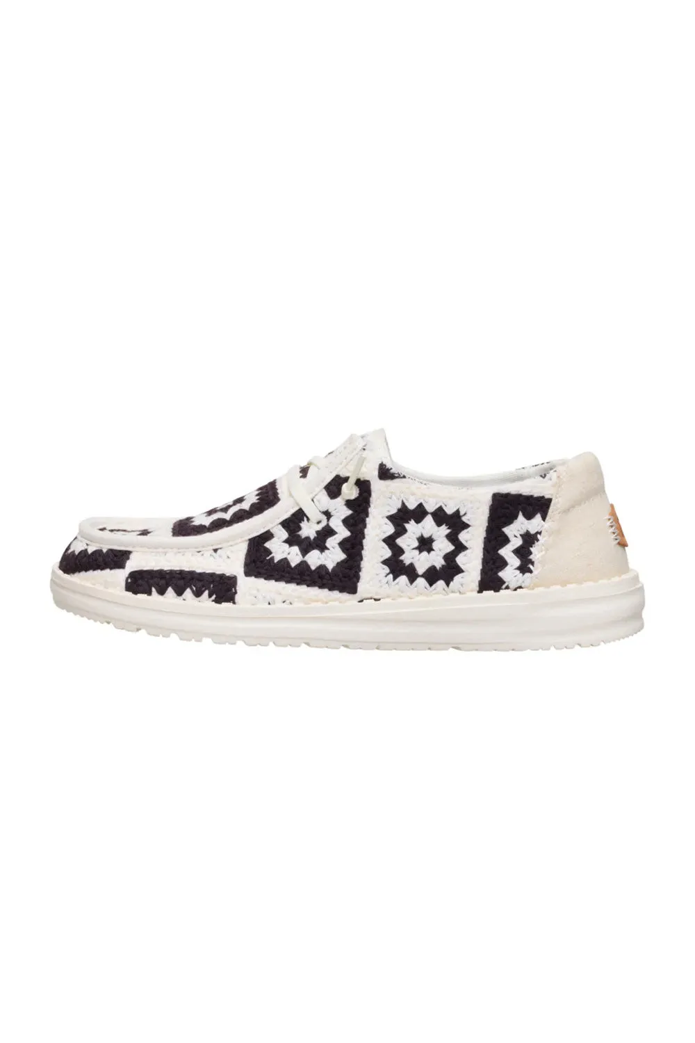 HEYDUDE Women’s Wendy Cottage Crochet Shoes in Black Multi | 43728-0C4
