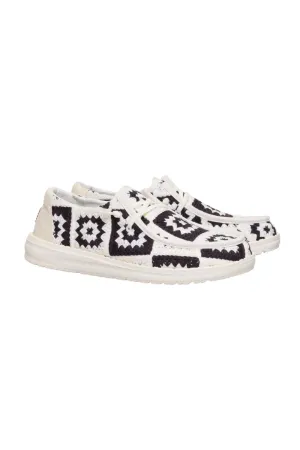 HEYDUDE Women’s Wendy Cottage Crochet Shoes in Black Multi | 43728-0C4