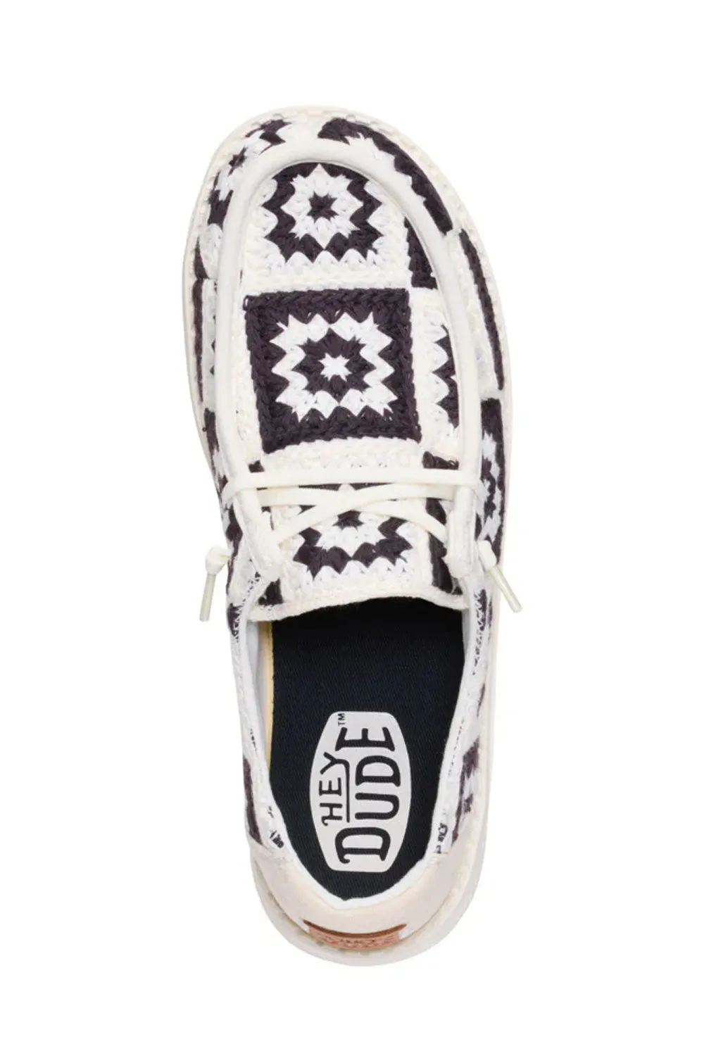 HEYDUDE Women’s Wendy Cottage Crochet Shoes in Black Multi | 43728-0C4