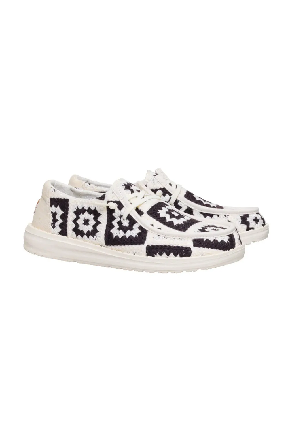HEYDUDE Women’s Wendy Cottage Crochet Shoes in Black Multi | 43728-0C4