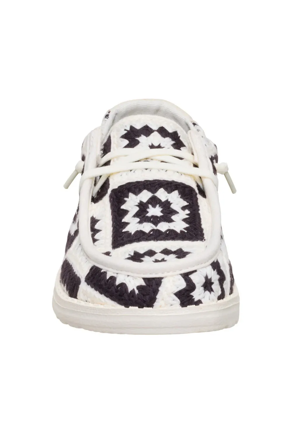 HEYDUDE Women’s Wendy Cottage Crochet Shoes in Black Multi | 43728-0C4